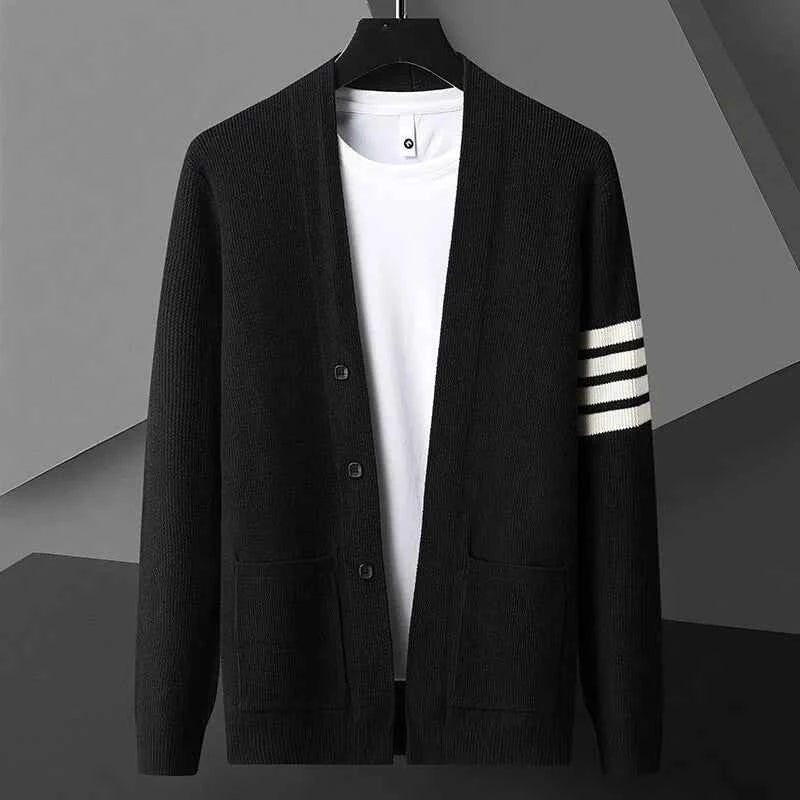 Men's Knit Cardigan - Stylish and Cozy Layering Essential Black
