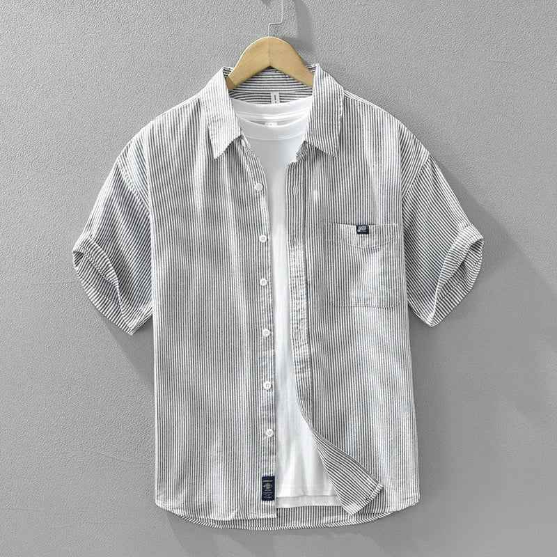 Men's 100% Cotton Button-Up Shirt Gray