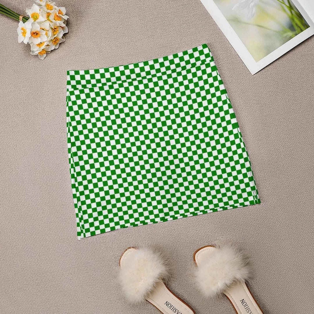 Women's High-Waist Checked Skort