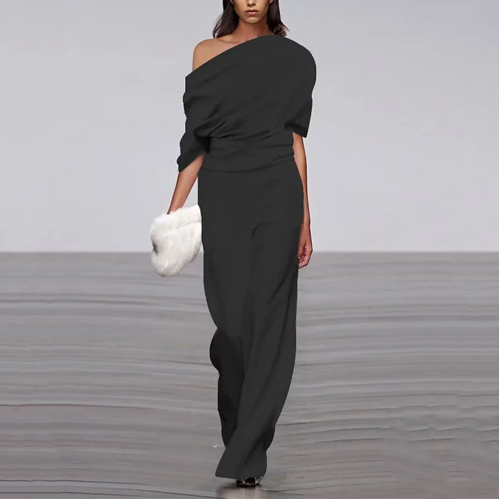 Lucy | Women's One-Shoulder Jumpsuit Black
