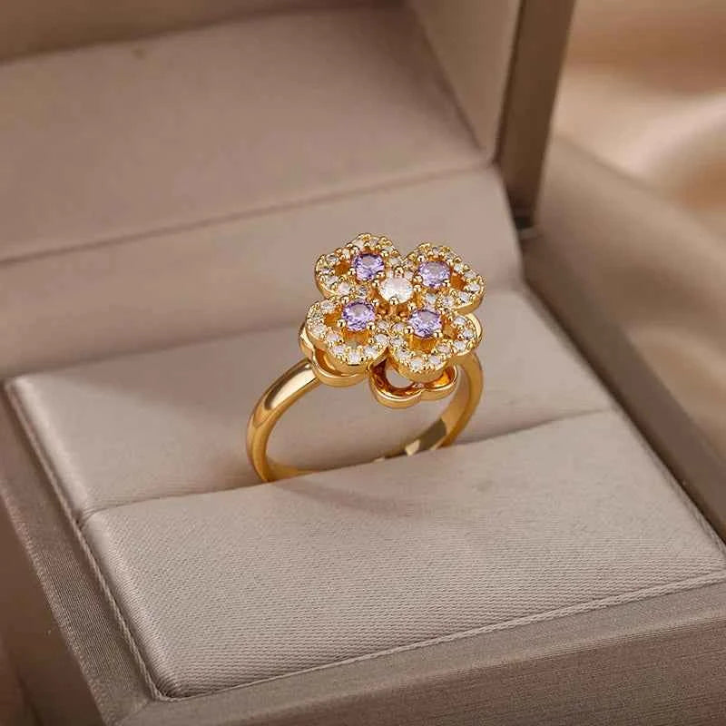 Adjustable Lucky Clover Ring