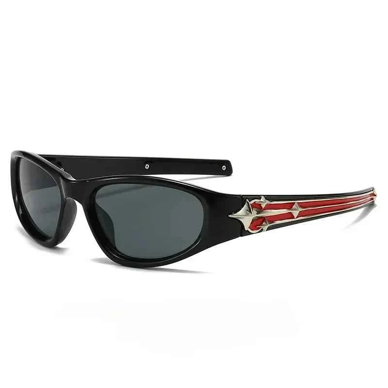 Stylish Chrome-Inspired Sunglasses Black Red