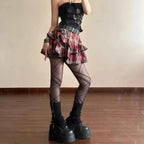 Women's Ruffled Checked Mini Skirt