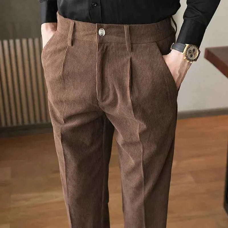 Men's Elegant Corduroy Trousers Camel