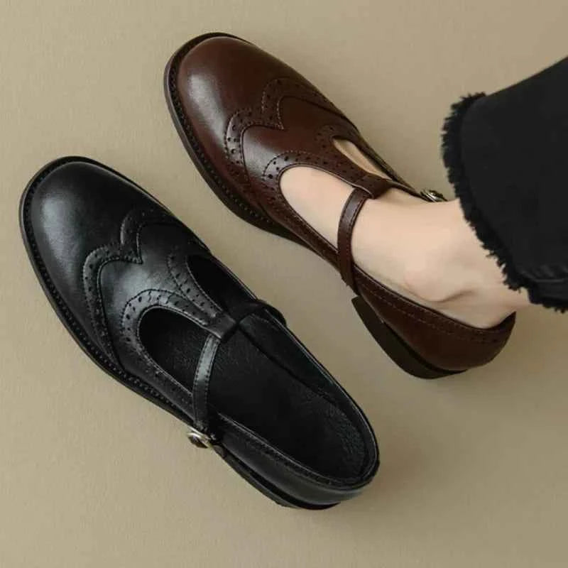 Retro Brogue Mary Jane Oxfords Women