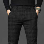 Men's Checked Dress Trousers - Stylish & Versatile Black