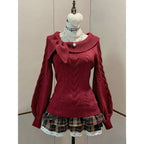 Women's Cotton Slim Fit Red Pullover Winter Essential Knitwear 2935 Red