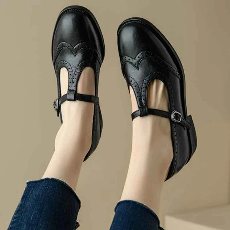 Retro Brogue Mary Jane Oxfords Women