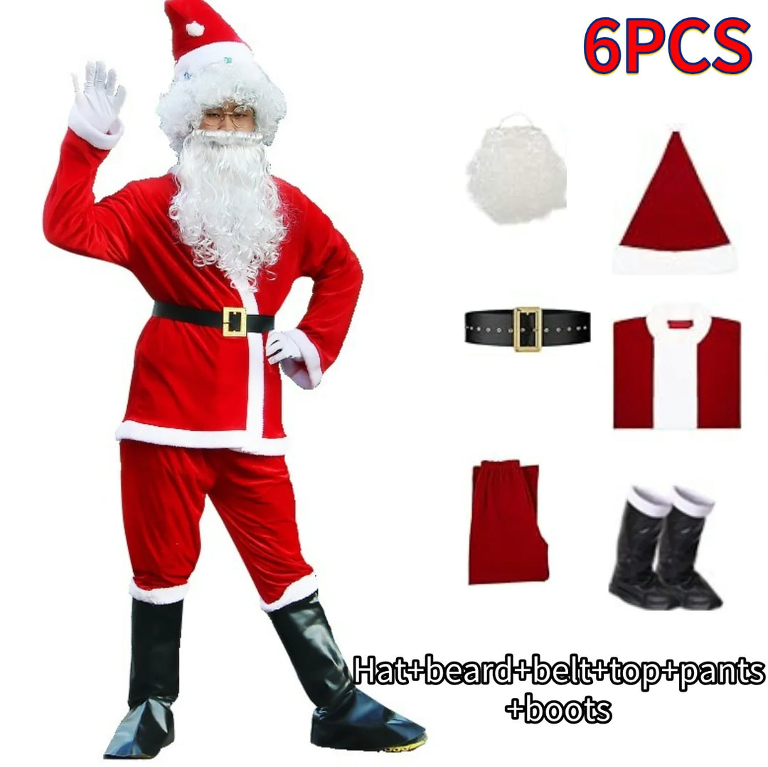 Halloween's Family Santa Claus Costume for New Year's and Christmas Parties 502-6PCS