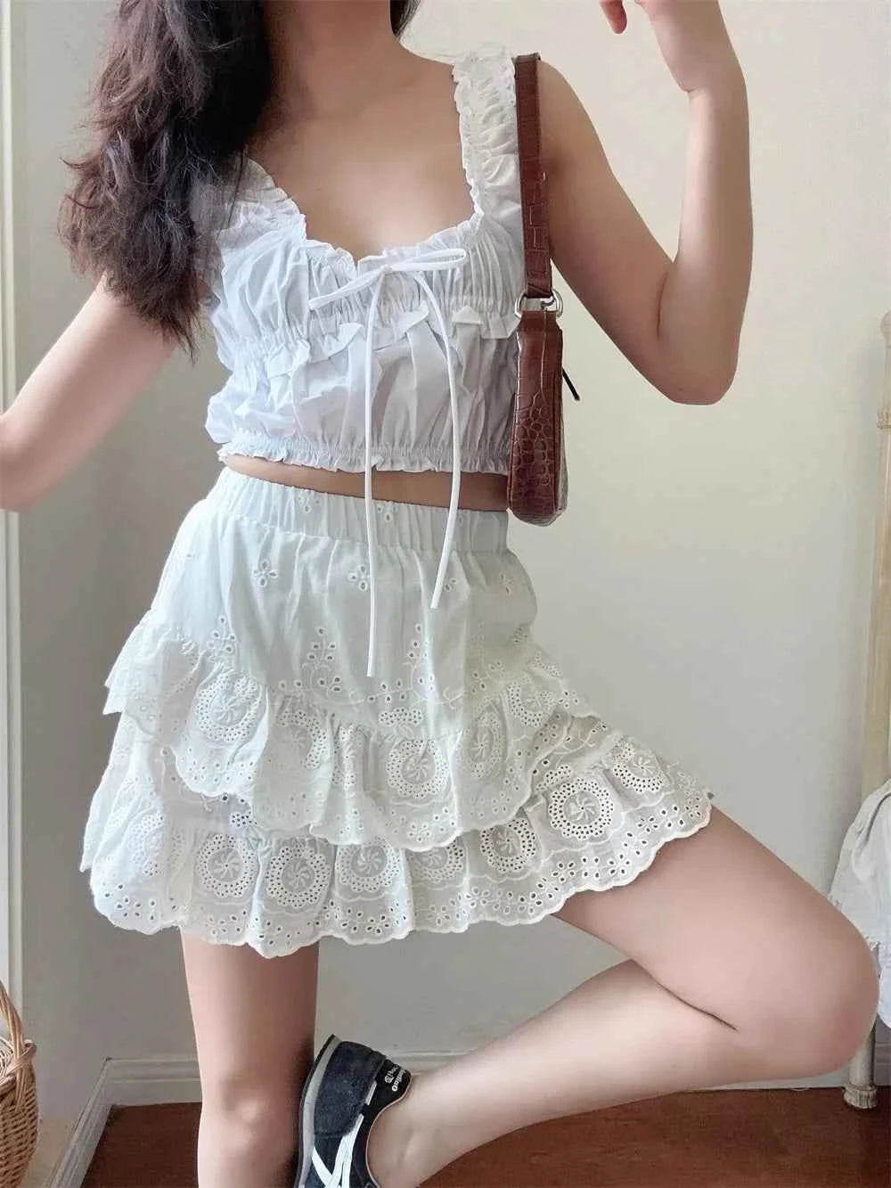 Women's Ruffled Embroidered Skirt