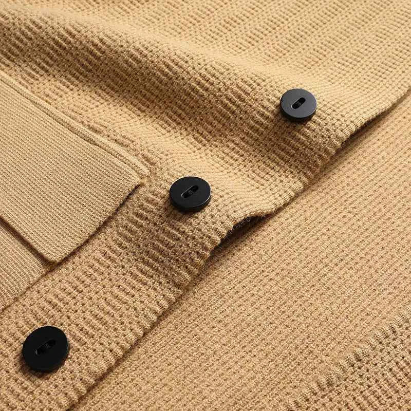 Men's Relaxed Fit Cardigan with Button Front and Flap Pockets
