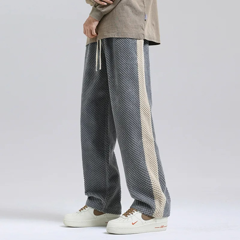 Men's High Waisted Wide Leg Casual Trousers with Pockets