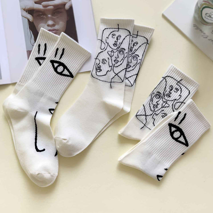 Abstract Line Art Socks - Unique Hypnotic Design