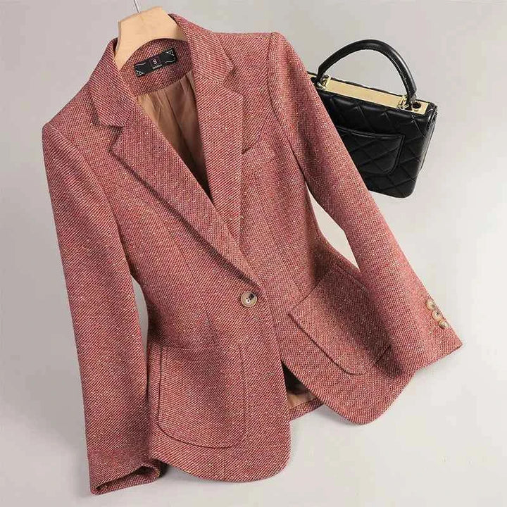 Women's Wool Blazer - Stylish and Warm Outerwear Rose