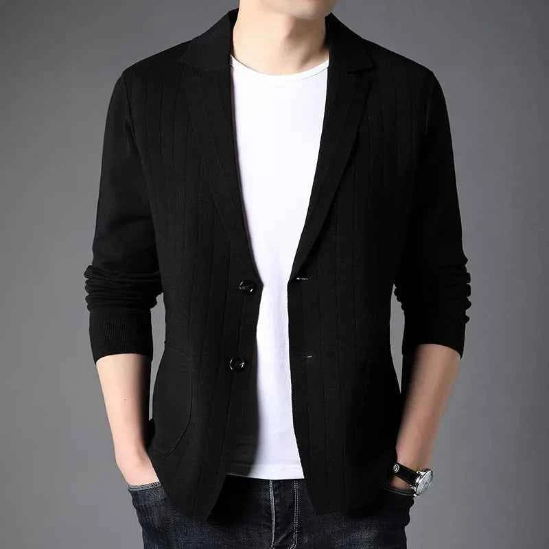 Men's Rib-Stitch Blazer Black