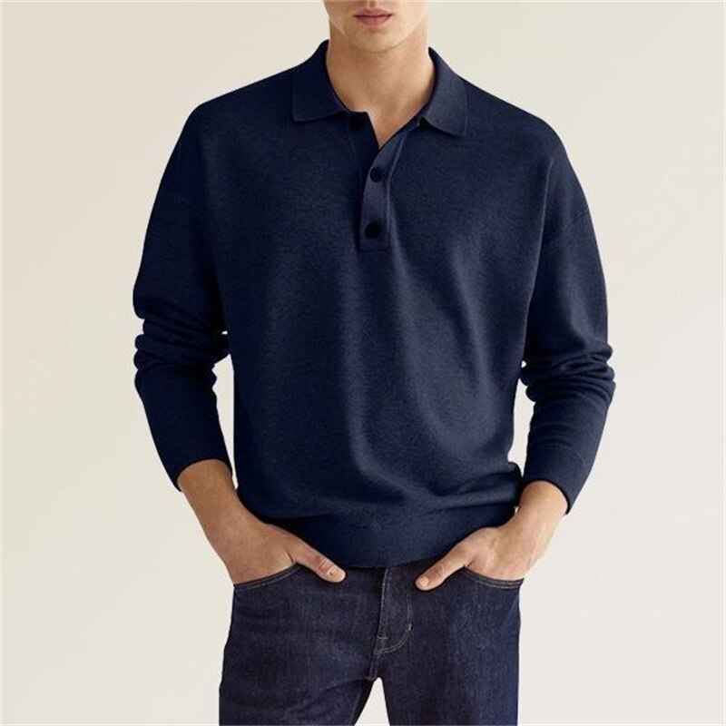 Men's Long Sleeve Polo Shirt Blue