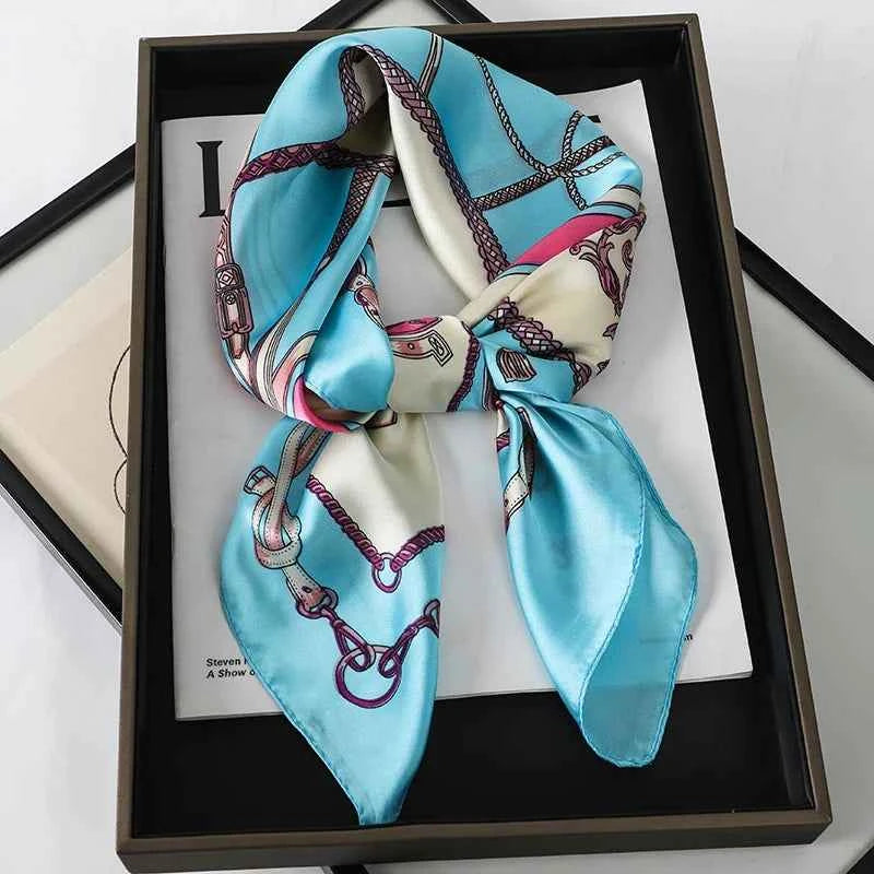 Luxurious Veloura Silk Head Scarf Blue