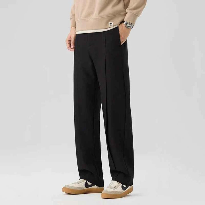 Men's Straight Leg Pleated Pants Black