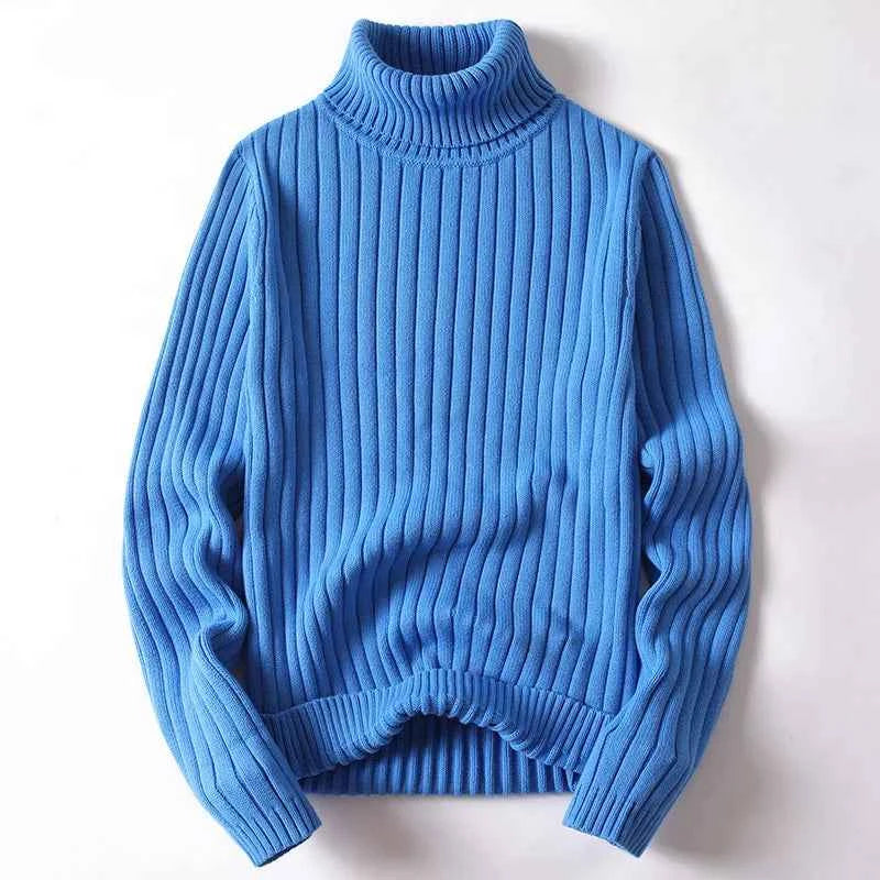 Men's Turtleneck Sweater - Cozy and Stylish Knitwear Blue