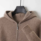 Men's Thick Knit Wool Zip Hoodie Cardigan - Autumn/Winter Jacket Camel