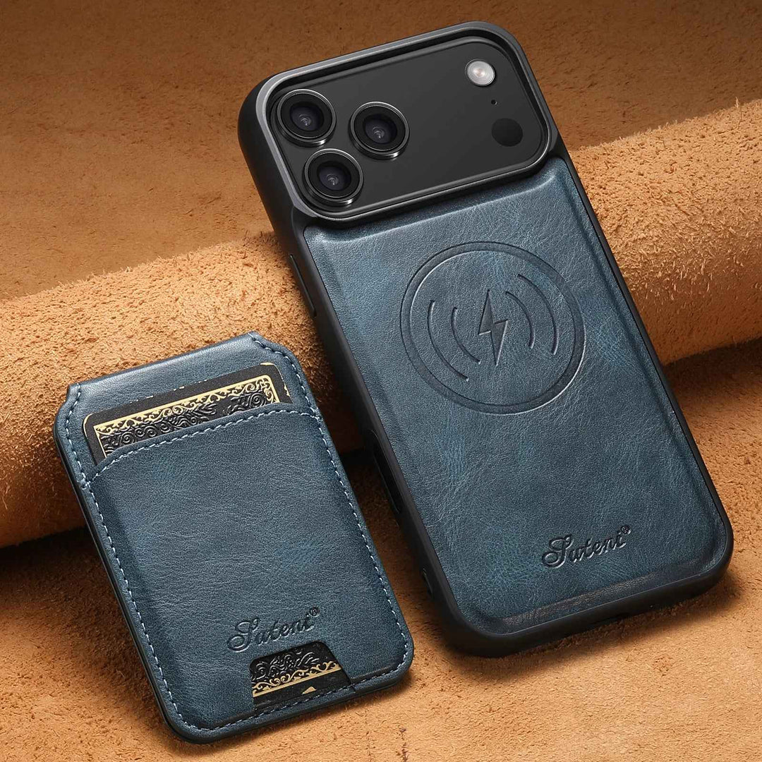 Premium Leather iPhone Case Blue