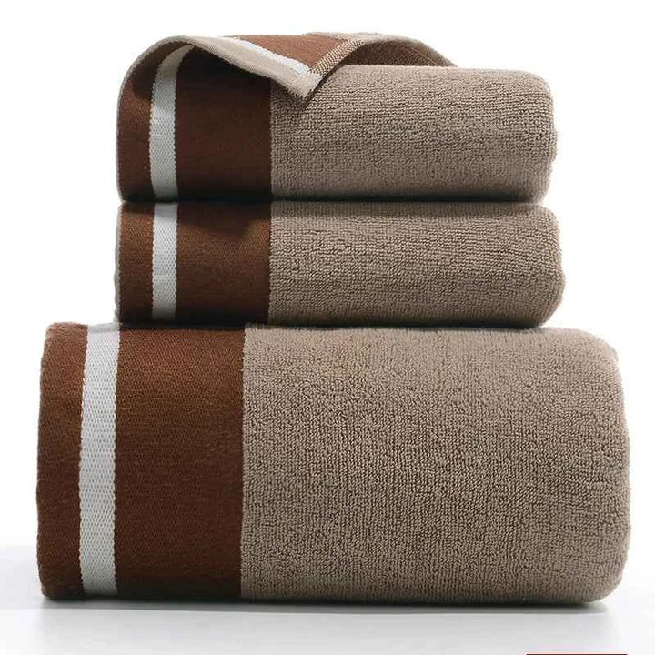 Soft Terry Cotton Bath Towel Brown 3-Piece