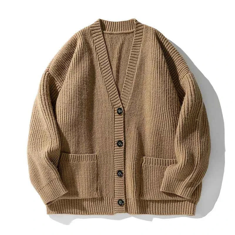 Men's Knit Cardigan - Stylish and Comfortable Layering Piece Khaki