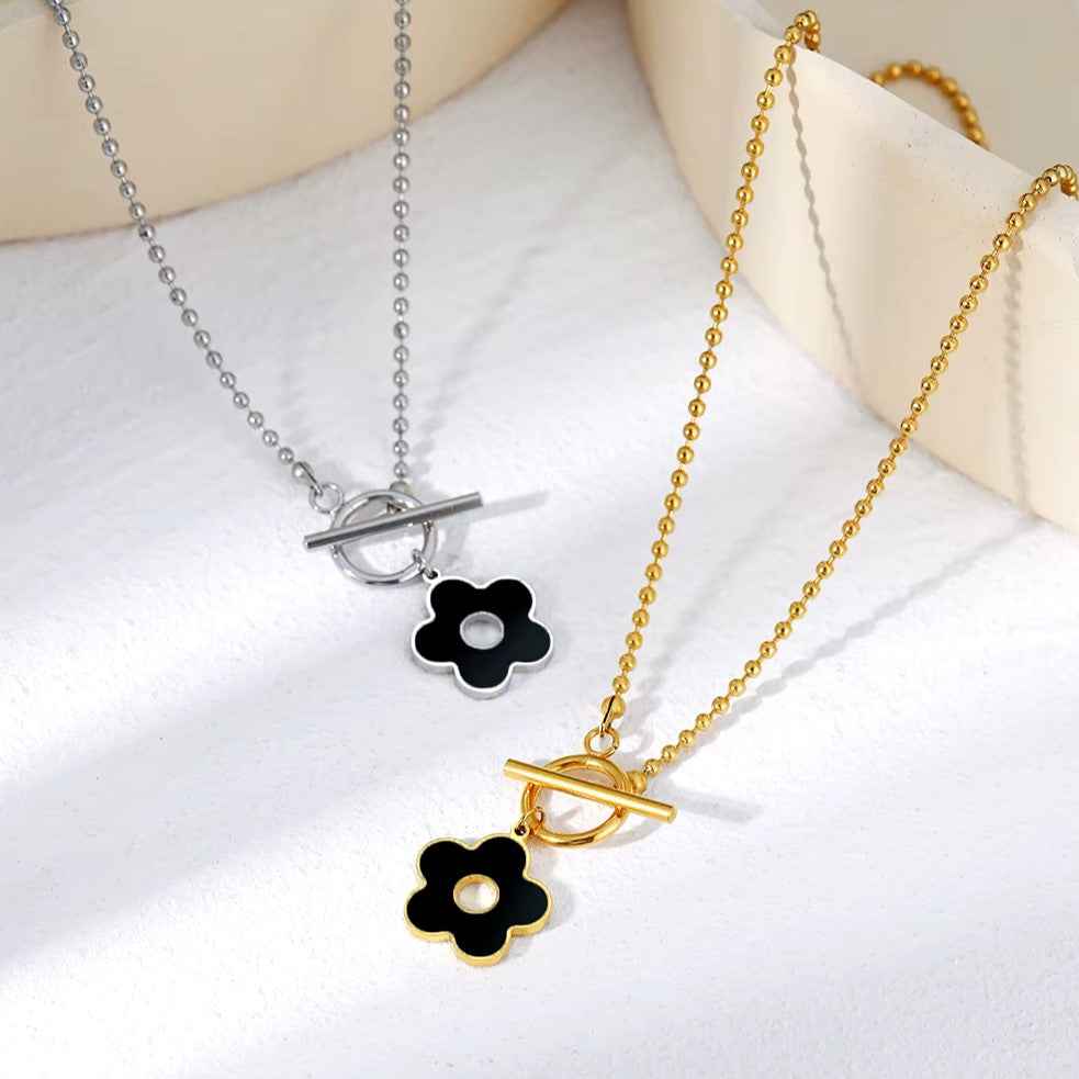 Floral-Inspired Lock Pendant Necklace