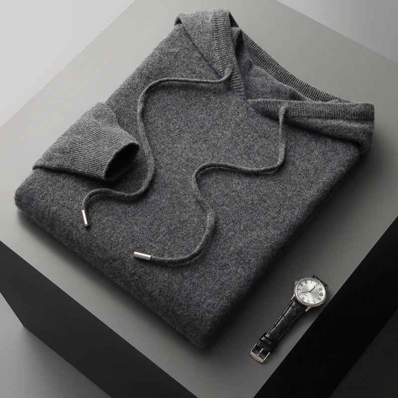 Men's Wool Hoodie - Stylish and Cozy Knitwear Charcoal Gray