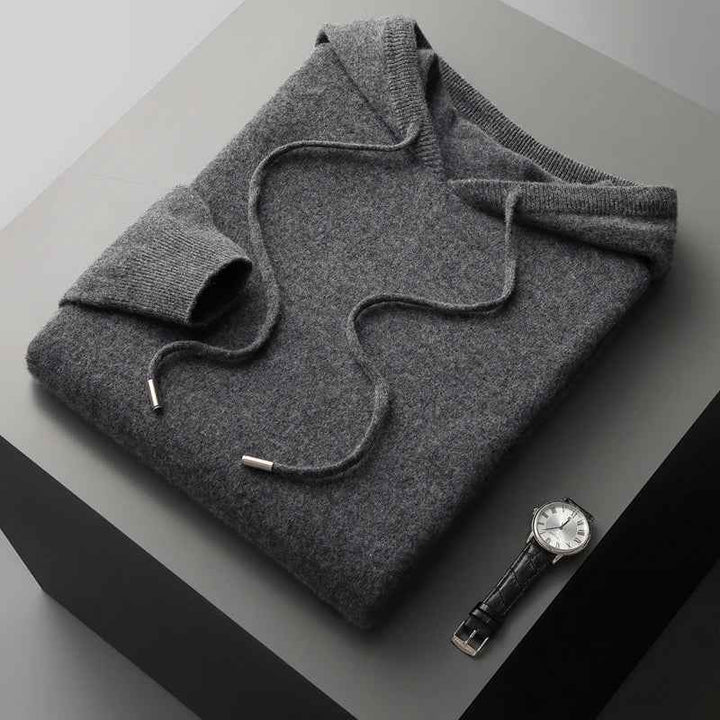 Men's Wool Hoodie - Stylish and Cozy Knitwear Charcoal Gray