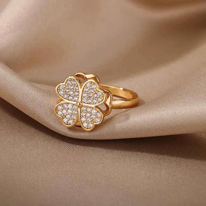 Adjustable Lucky Clover Ring