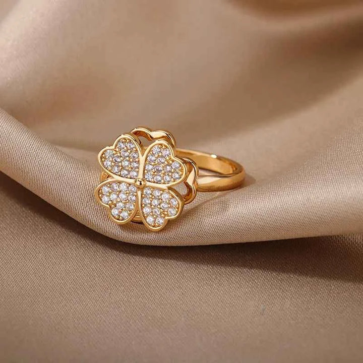 Adjustable Lucky Clover Ring