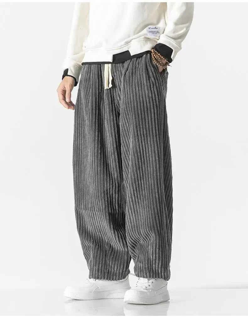 Men's Relaxed Fit Ribbed Knit Joggers with Elastic Waistband