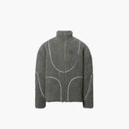 Men and Women Color-Blocked Stand-Collar Fleece Jacket – Y2K Streetwear Gray