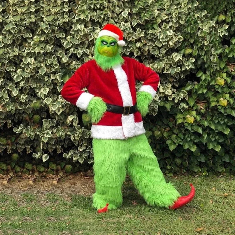 Halloween's Green Shaggy Monster Santa Claus Costume Set for Adults