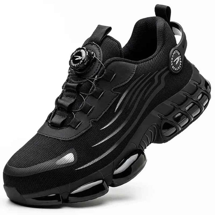 Men's Steel Cap Safety Shoes with Button Lacing | Slip-Resistant Design Black