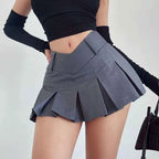 Women's High-Waist Pleated Mini Skirt Grey