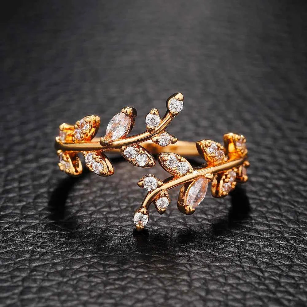Adjustable Eden Leaf Ring Gold
