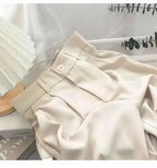 Women's High-Waist Pleated Trousers Apricot