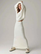 Women's Oversized Knitted Sweater and Maxi Skirt Set – Comfortable Casual Lounge Wear