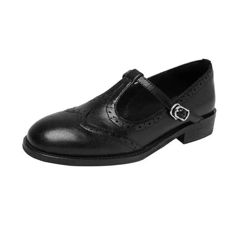 Retro Brogue Mary Jane Oxfords Women BLACK