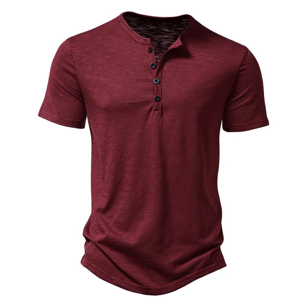 Men's Casual V-Neck T-Shirts Red