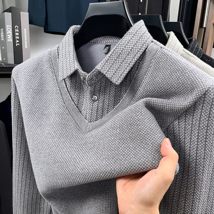 Men's Thickened Two-Piece Shirt Set Grey