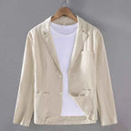 Men's Cotton-Linen Wellington Blazer Beige