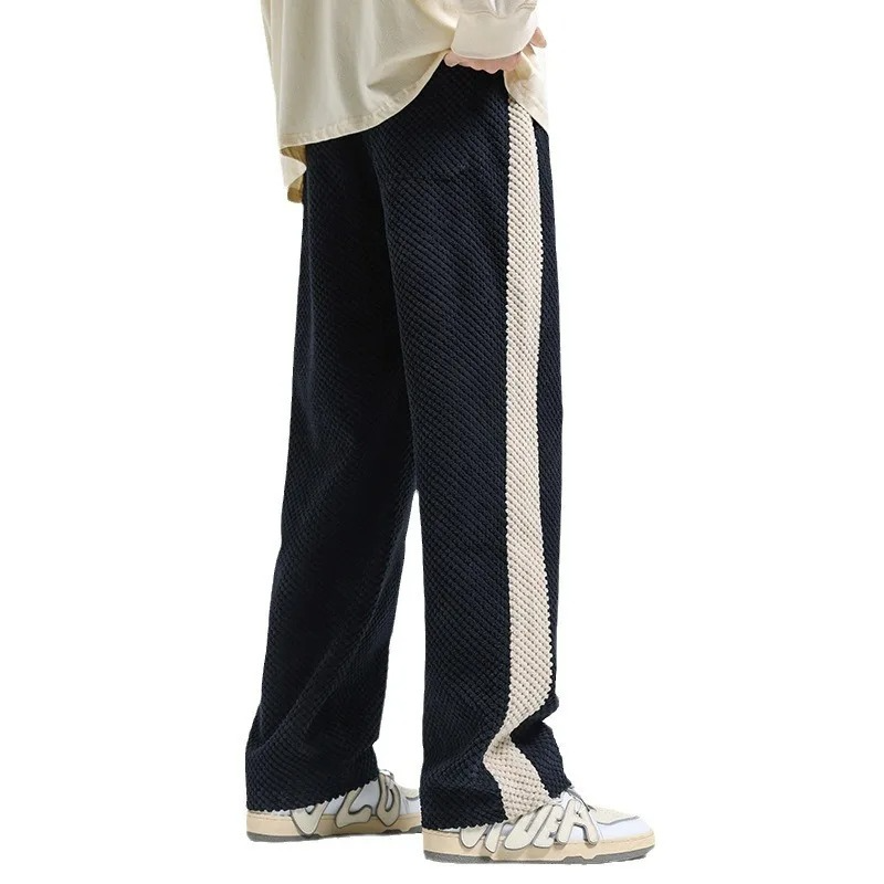 Men's High Waisted Wide Leg Casual Trousers with Pockets