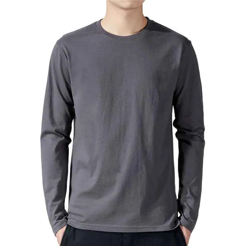 Men's Long Sleeve Cotton T-Shirts Dark Grey
