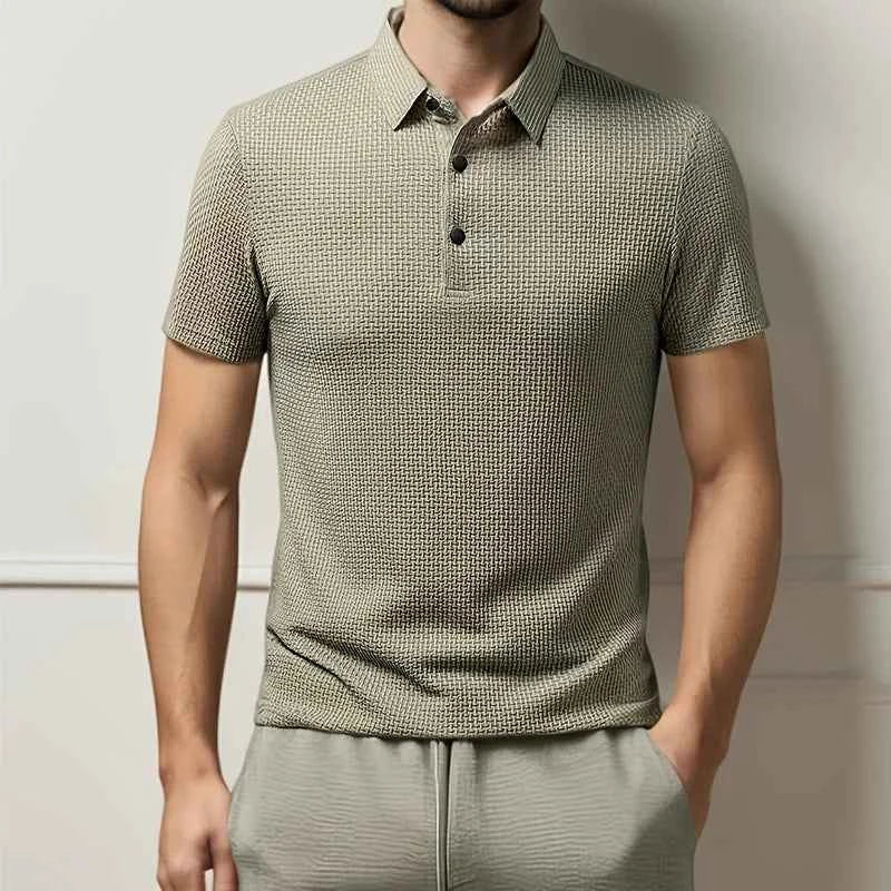 Men's Textured Polo Shirt Khaki
