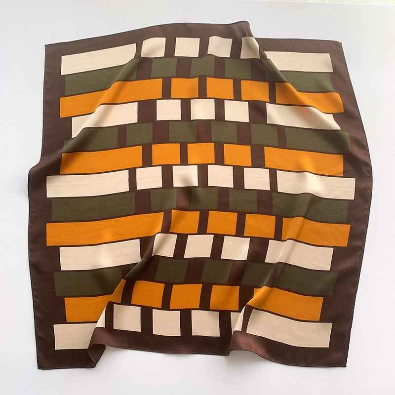 Women's Silk Square Scarf - Elegant Parisian Style Orange Medium
