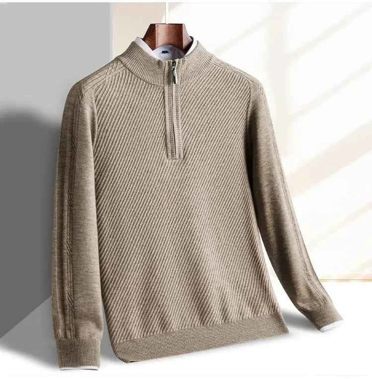 Men's Knitted Half-Zip Sweater Khaki