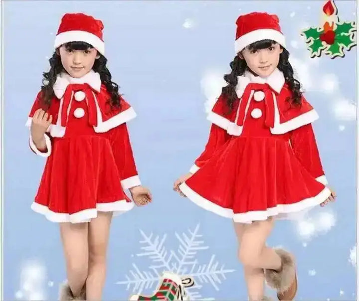Halloween's Red Santa Claus Costume for Girls - Dress and Hat Set